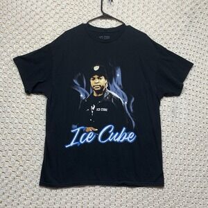 Ice Cube Mens‎ Shirt XL Black Graphic Tee Music Rapper Hip Hop Short Sleeve